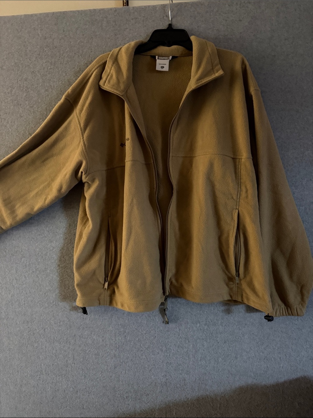 Men's Lightweight Fleece Jacket in Tan - Casual Zip Front